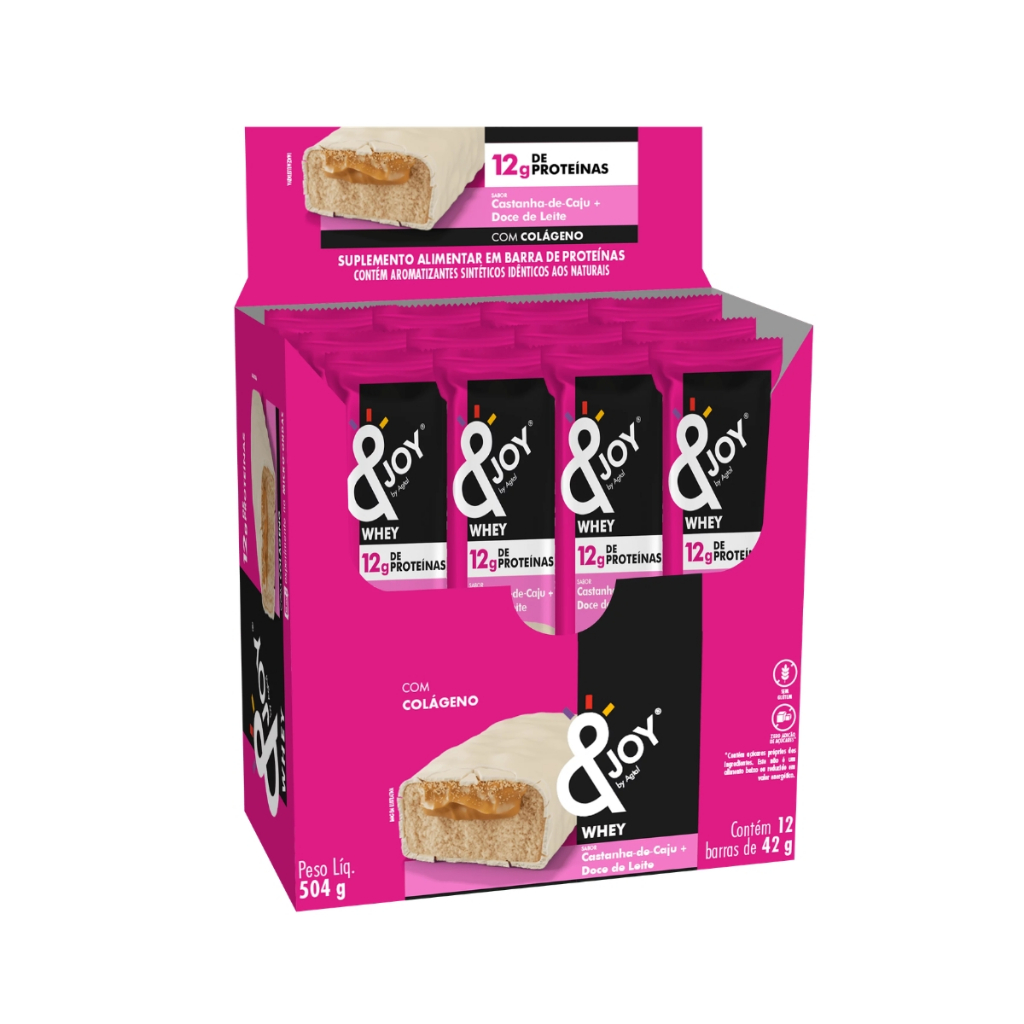 Caixa 12un Barra Enjoy 42G Proteína Whey Castanha-De-Caju Doce