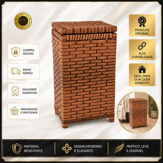 Cesto de Roupa Suja Fibra Sintética Organizador Banheiro Quarto Meias Roupas Íntimas Luxo (24x24x40)