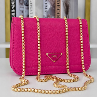 Bolsa Transversal Feminina Elegante com Alça Corrente – Tiracolo Casual e Festas Cor Pink