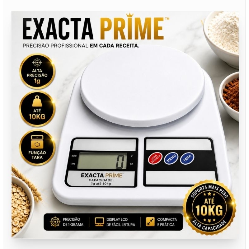 Balança Digital de Cozinha 10kg Alta Precisão 1g Função Tara LCD para Dieta, Fitness e Marmitas