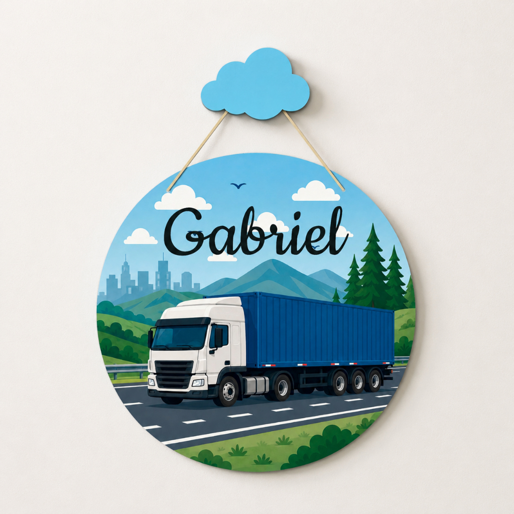 Porta Maternidade Carrinho Caminhão Trator Menino Nome Personalizado Decoração Infantil