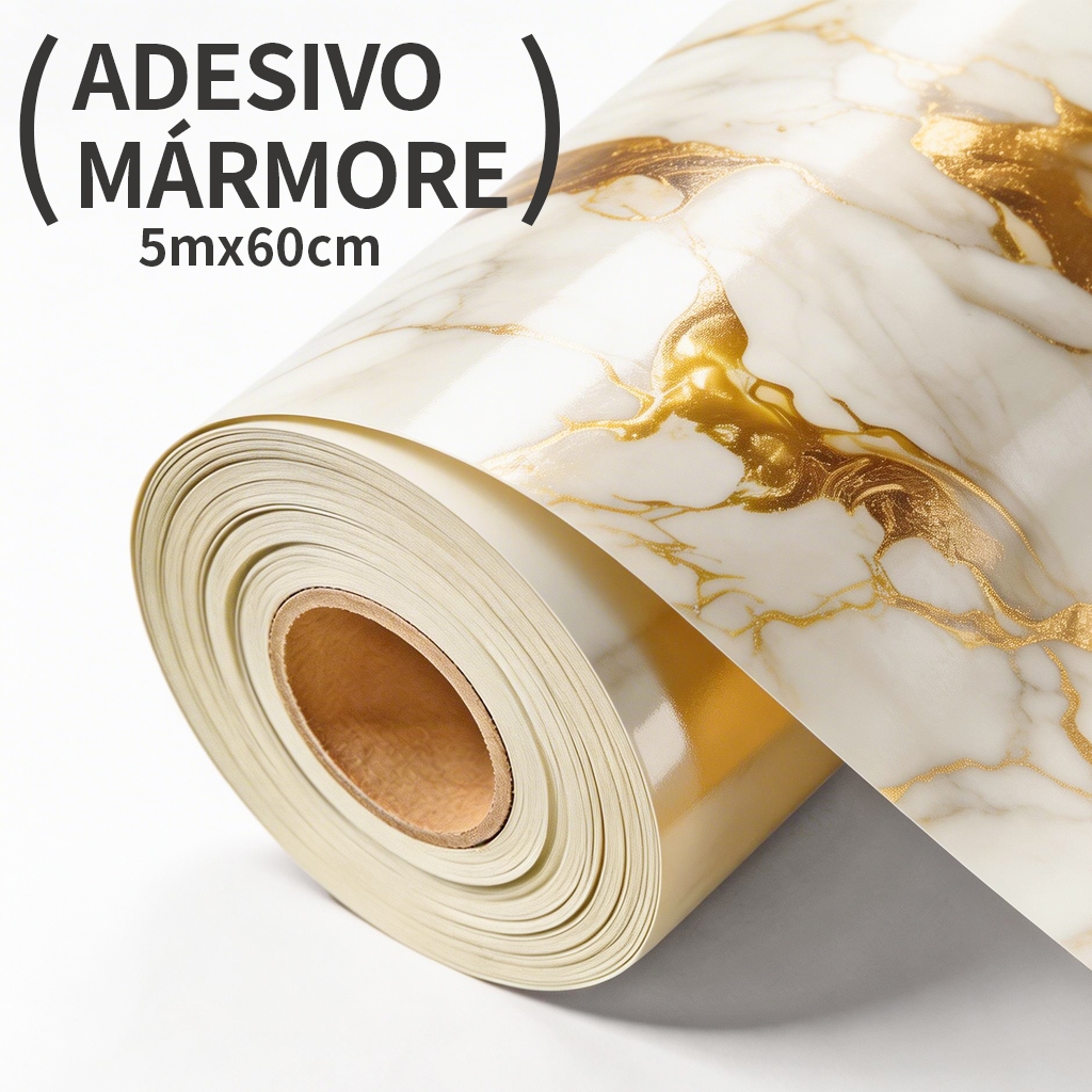 Papel Adesivo Mármore Impermeável Antióleo Autocolante para Cozinha Bancada Armários Fácil de Limpar 5Mx60CM