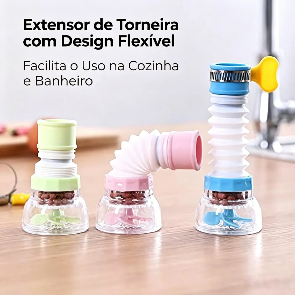 Kit C/4 Bico Chuveirinho Arejador Torneira Cozinha Retrátil Giratória 360° Com Filtro