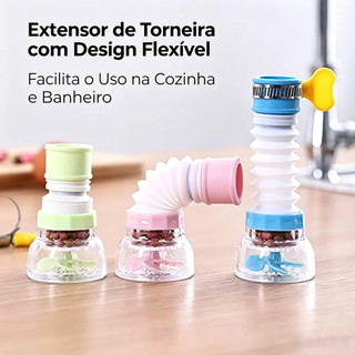 Kit C/4 Bico Chuveirinho Arejador Torneira Cozinha Retrátil Giratória 360° Com Filtro