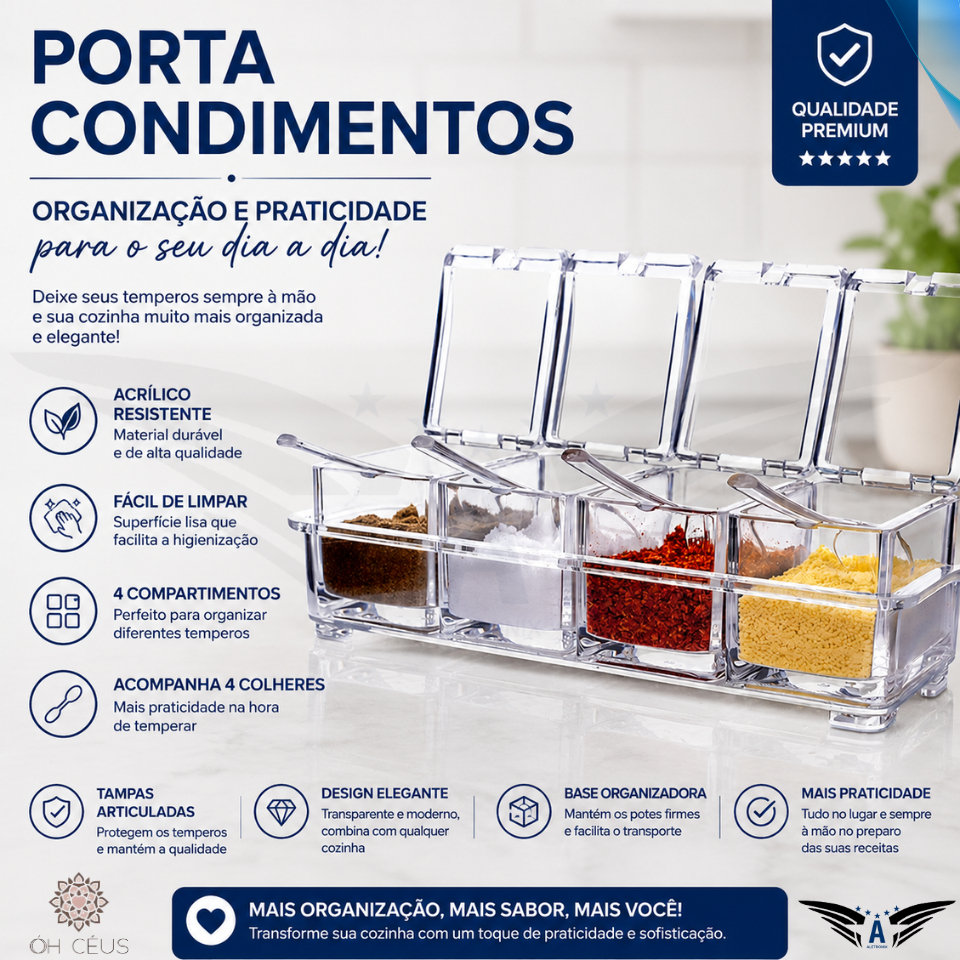 Porta Temperos TOP CHEF Organizador Suspenso Parede Armário Suporte Potes Condimentos na Cozinha — imagem 2 de 2