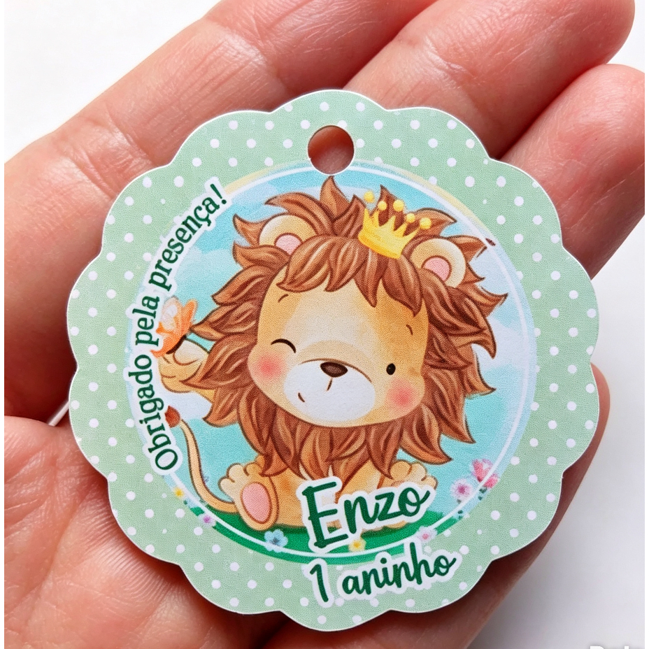 Tag Personalizada Agradecimento Lembrancinha  Maternidade Festa Aniversário Chá Leão Leãozinho Safari -  ENVIO RAPIDO