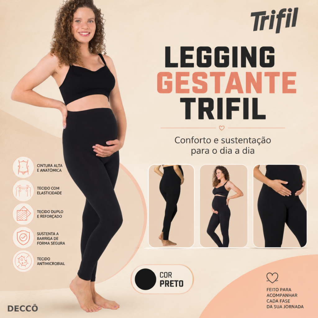 Calca Legging Trifil Para Gestante Gravida Maternidade Modelo Sem Costura