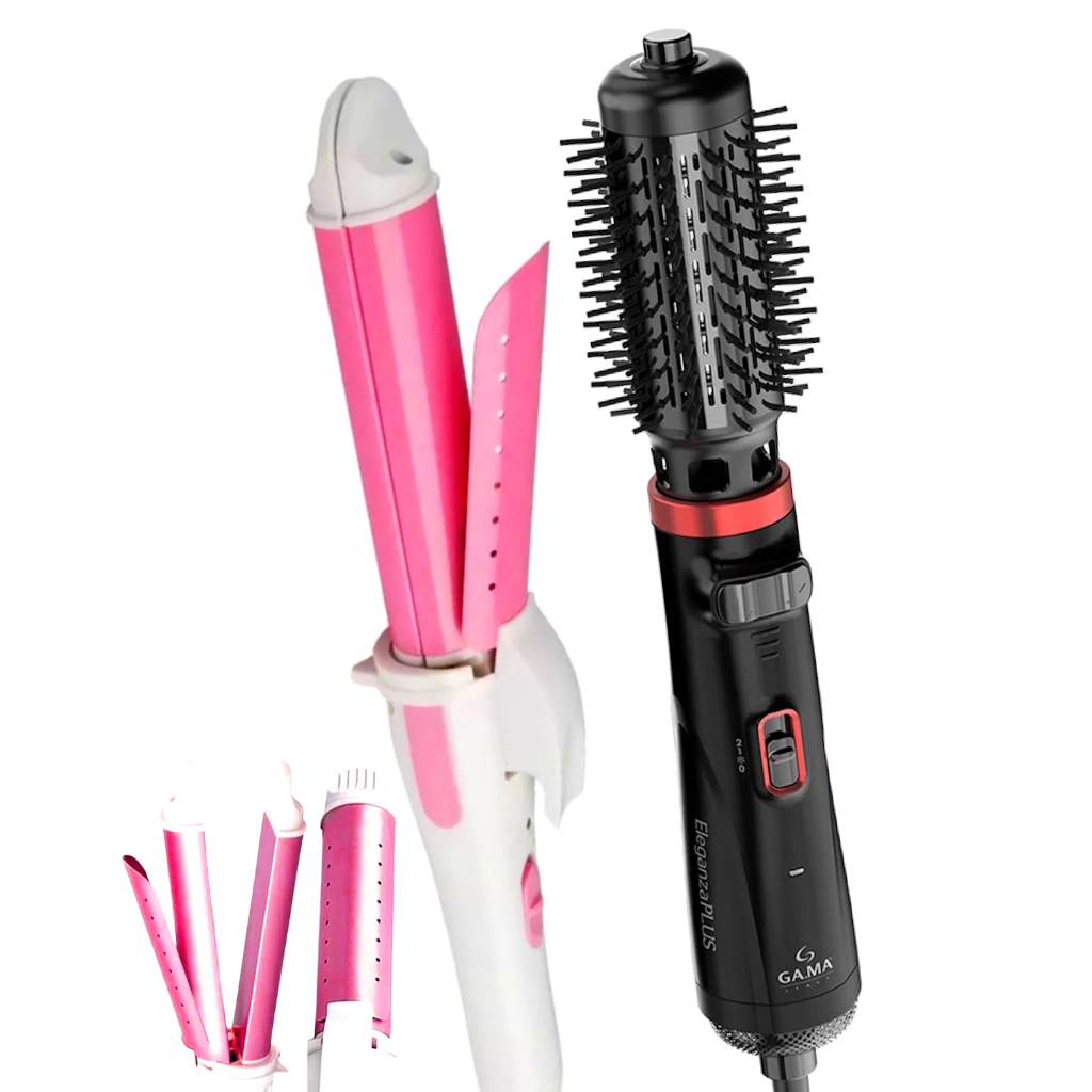Escova Rotativa Gama Italy Profissional 1100w Ions Tourmaline Secadora Alisadora Preta Modelador Cachos Nova Bivolt