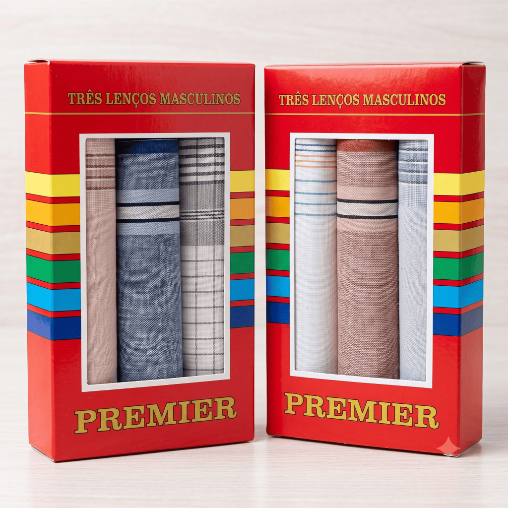 Kit 6 Lenços Tecido 100% Algodão Premier 32x32 Presente Pais