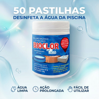 50 Pastilhas Concentradas para Desinfecção de Piscina Estruturada  -  Bioclor Tabs