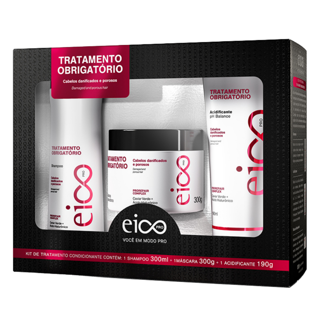 Eico Pro Tratamento Obrigatório Shampoo Máscara 300g + Leave-in Acidificante Ph Balanceado 190ml