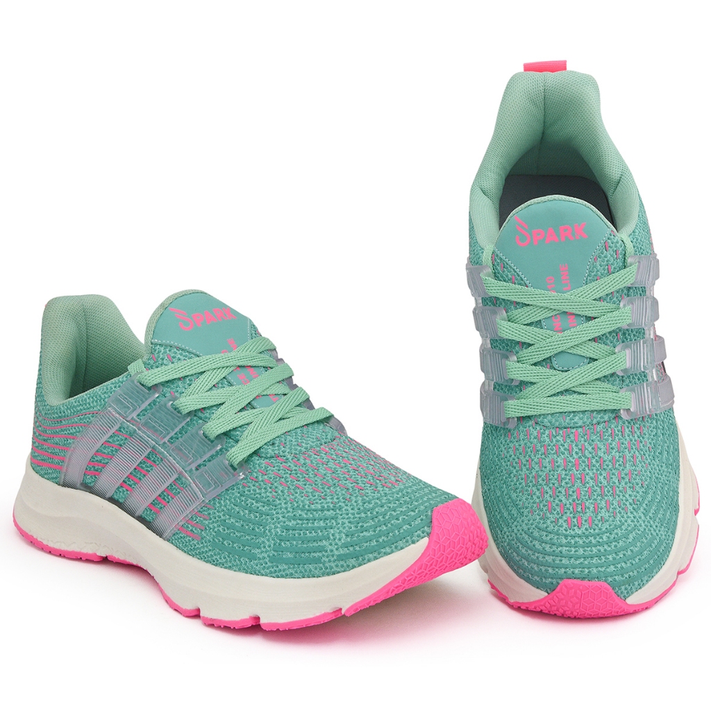Tênis Feminino Esportivo SK4555 Caminhada Academia Leve Confortável Respirável Esportivo Verde Água Pink