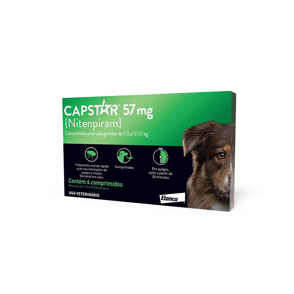 Capstar Caes 11,5 a 57 kg (57 mg) - Caixa com 06 Comprimidos