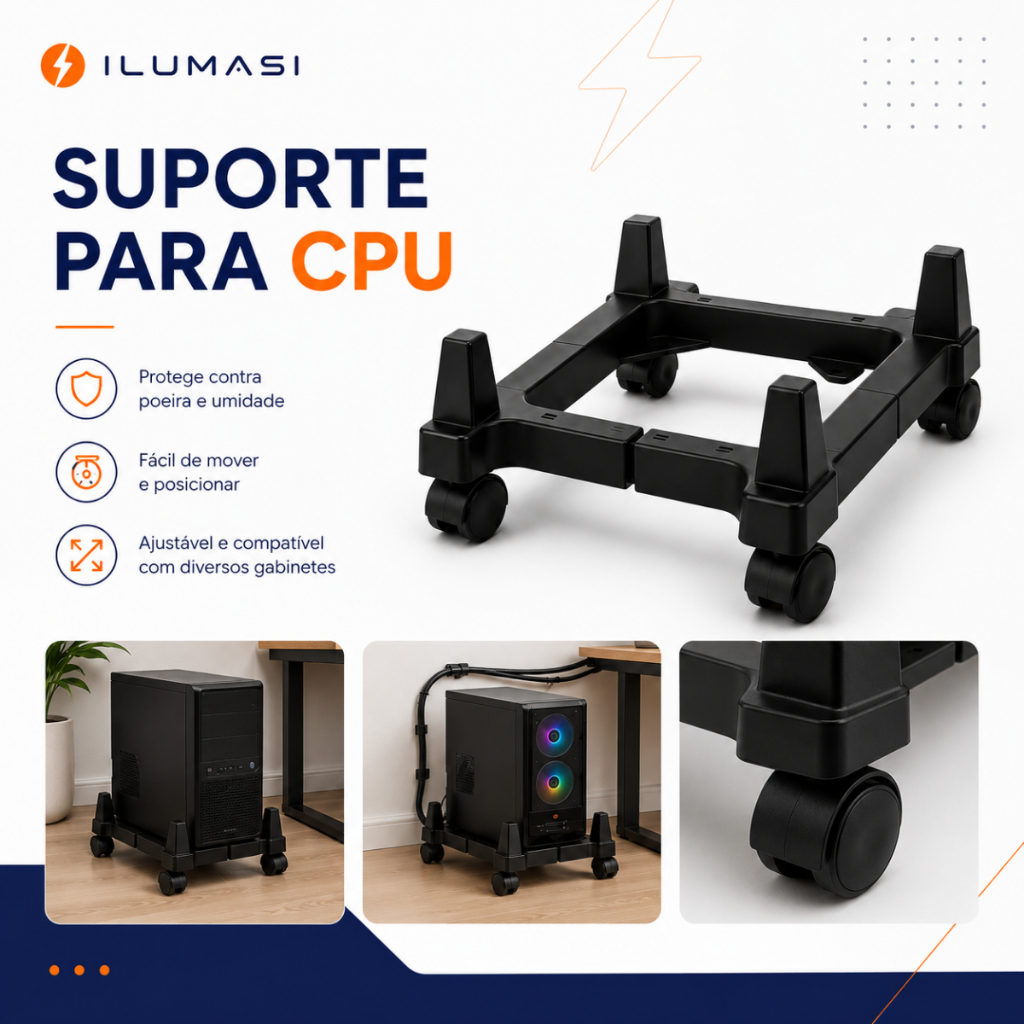 Carrinho Suporte CPU Computador Gabinete Nobreak Gamer Estabilizador Com Rodinha