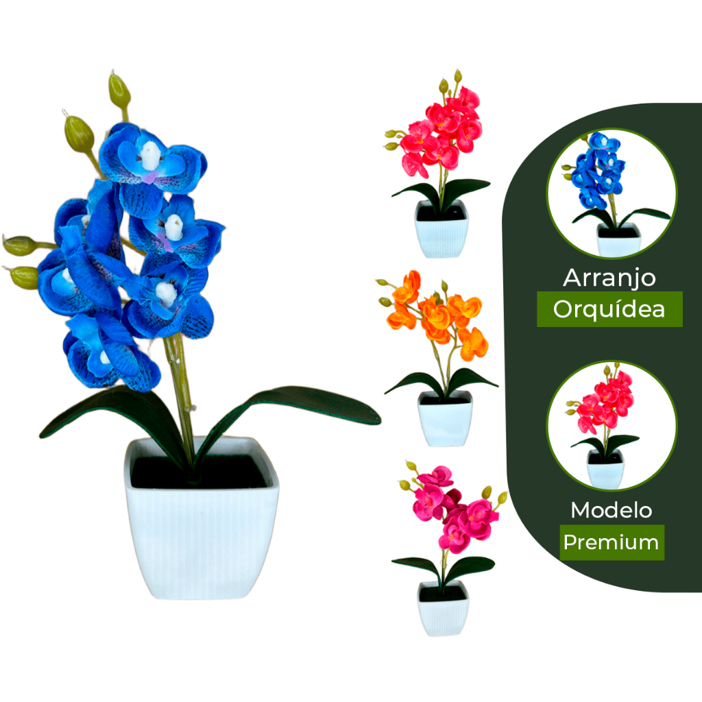 Arranjo de Orquídea Artificial Planta Decorativa Vaso