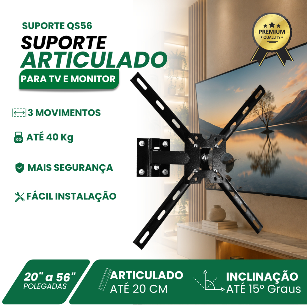 Suporte Articulado com 3 Movimentos para Smart TV 50" QLED 4K Samsung The Frame