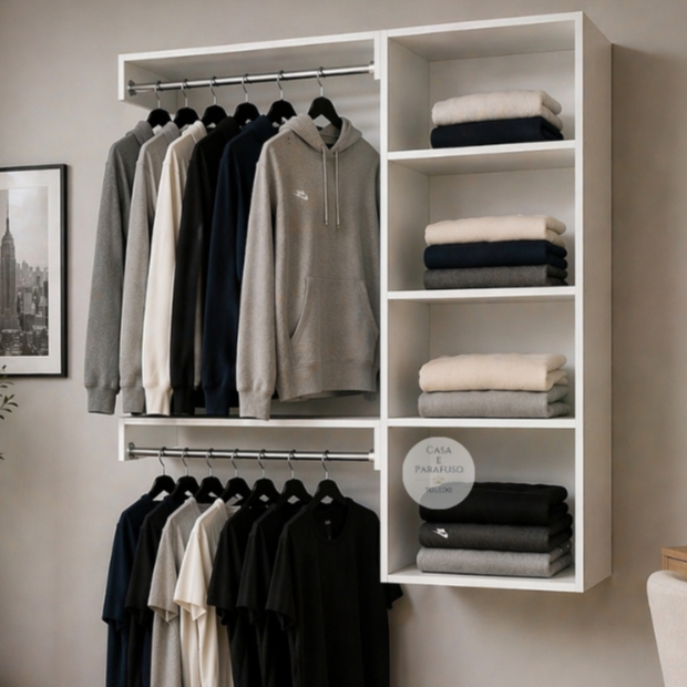 Cabideiro Arara  Suspenso De Parede Closet Aberto - Closet -67