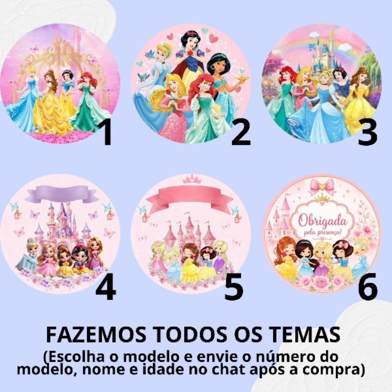 Adesivos personalizado para festa infantil e lembrancinha - tag de papel personalizada - Princesas - princesas baby