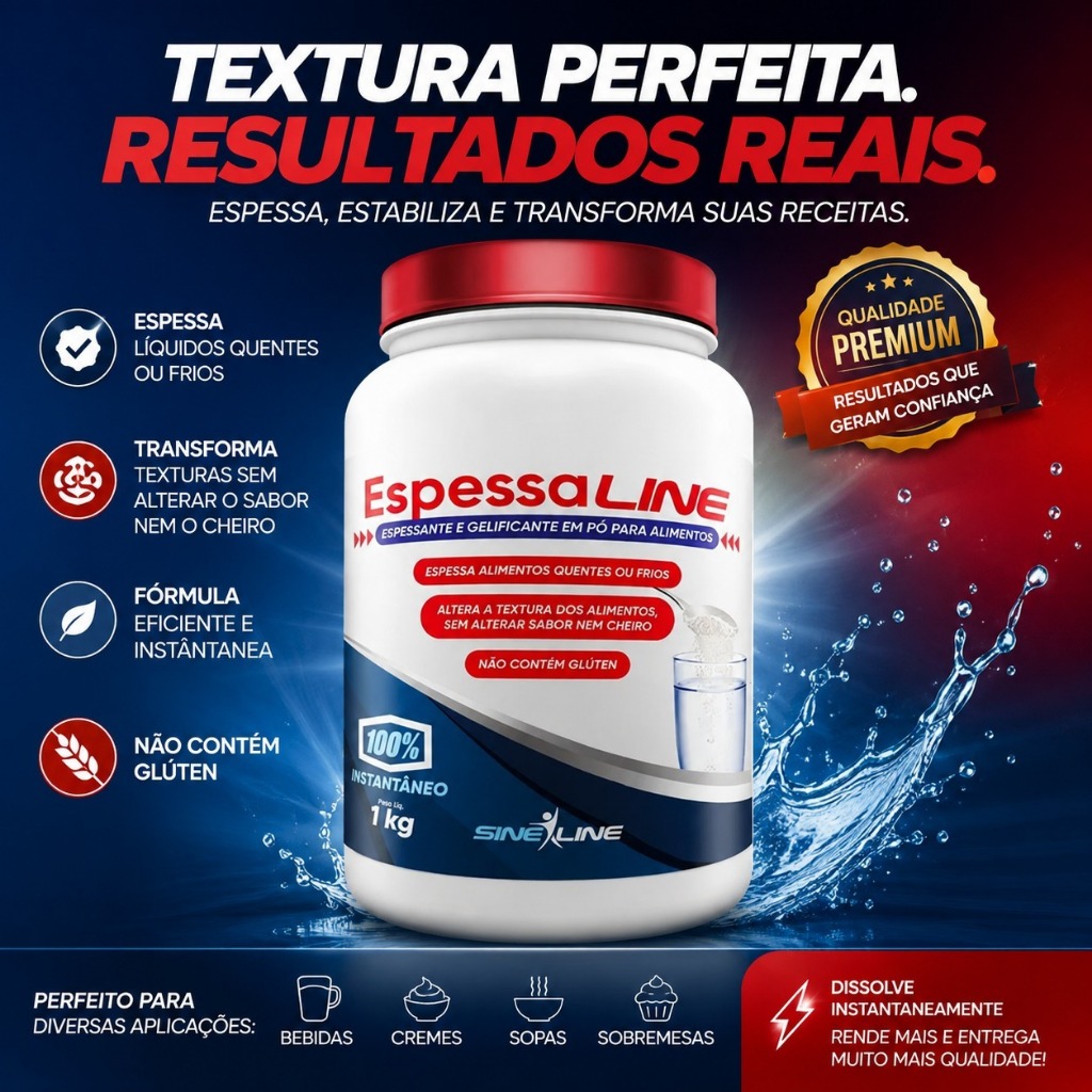 Espessante Alimentar Sem Glúten 1Kg Espessaline Para Bebidas e Alimentos