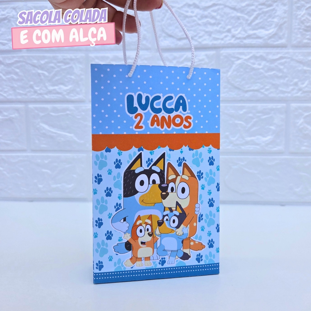 Sacolinha Personalizada Bluey Menino P | Sacolinha Surpresa | Lembrancinha de Festa | Aniversário