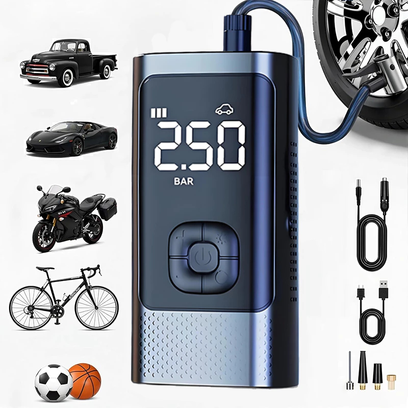 Mini Compressor de Ar Portatil Recarregavél Digital USB Calibrador Pneu -M6