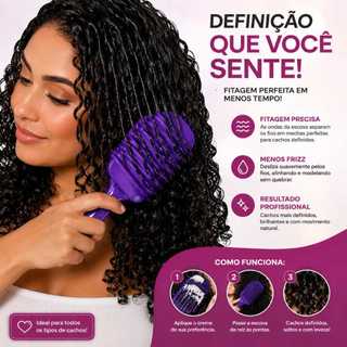 Escova Onda Finalizadora para Cabelos Cacheados e Crespos Definição de Cachos Fitagem mais definição menos frizz Unissex