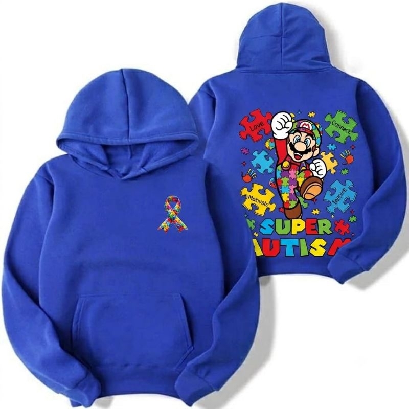 Moletom Infantil Super Mario com Capuz | Blusa de Frio Infantil Estampada | Quentinho e Confortável