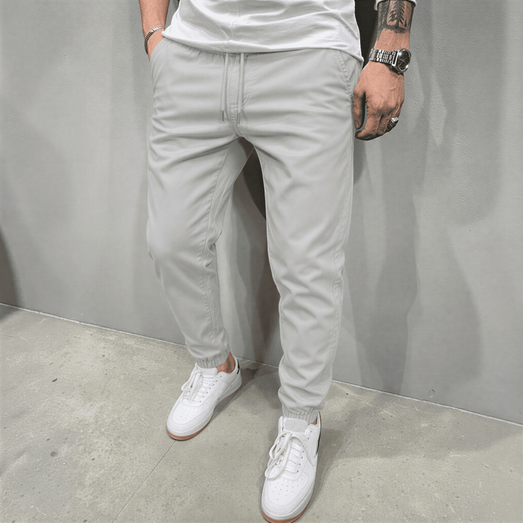 Calça Jogger Masculina Sarja ou Jeans 4 Bolsos Com Punho Elástico Streetwear Casual Slim Várias Cores Premium