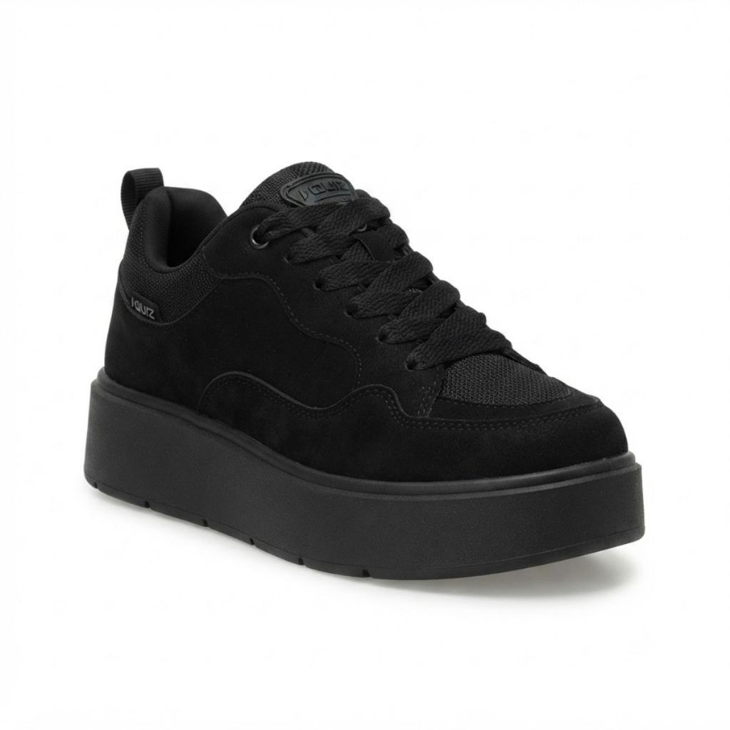 Tênis Feminino Solado Alto Flatform Preto Plataforma Confortável Casual Antiderrapante Dia a Dia