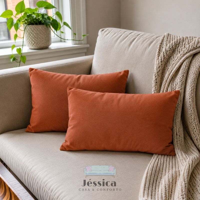 kit 2 Almofadas Baguete 50cm×30cm " Suede " Zíper Escondido| Enchimento nchimento Incluso