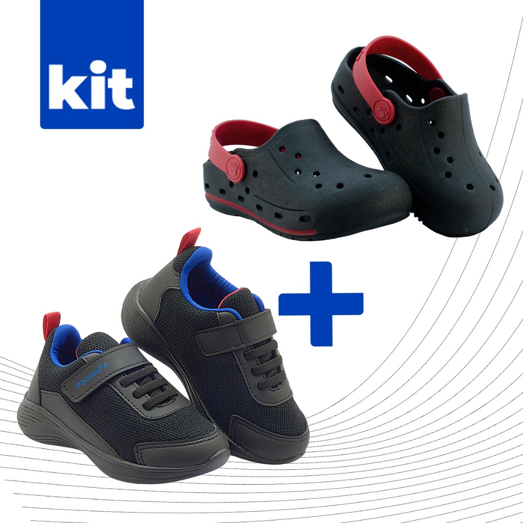 Kit Tênis Infantil + Sandália Injetada Infantil Menino Macio e Confortável
