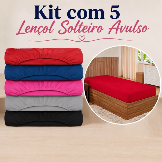Kit 5 Lencois Microfibra Solteiro 90x200x25cm Avulso com Elástico na Borda Macio Confortavel Diario — imagem 1