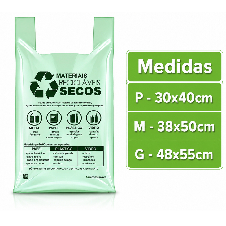 Sacolas Plásticas - Padrão Prefeitura - Medidas  P / M / G - Lojas - Embalagem - Atacado