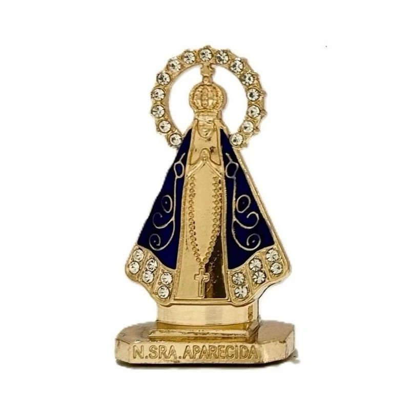 Nossa Senhora Aparecida de Metal Decorativa | Santinha Católica para Altar, Oração e Decoração Religiosa