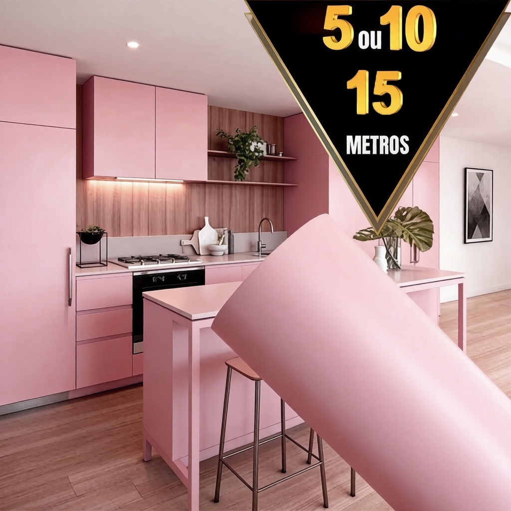 Papel de Parede Liso Autoadesivo Impermeável Antimanchas Fácil de Aplicar para Sala Quarto Cozinha 5mx45cm