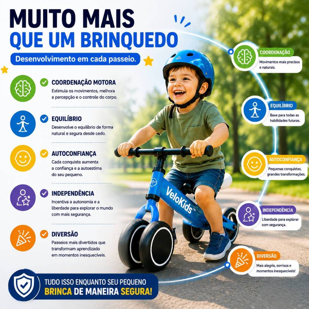 Bicicleta Equilibrio Infantil Azul Sem Pedal Seguranca Estabilidade Diversao