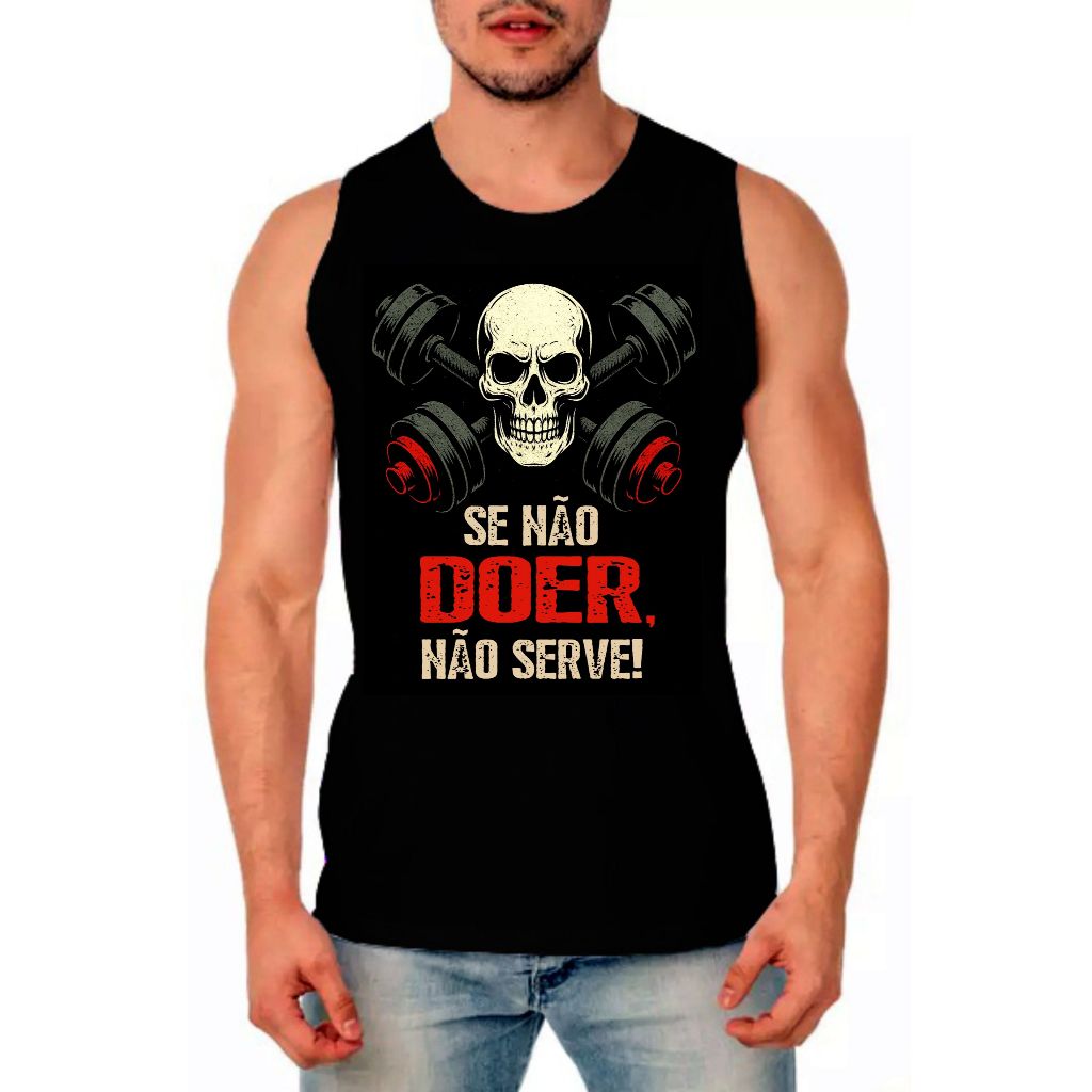 Regata masculina Preta Slim Dry-fit - Se Não Doer, Não Serve! - esportes musculação academia