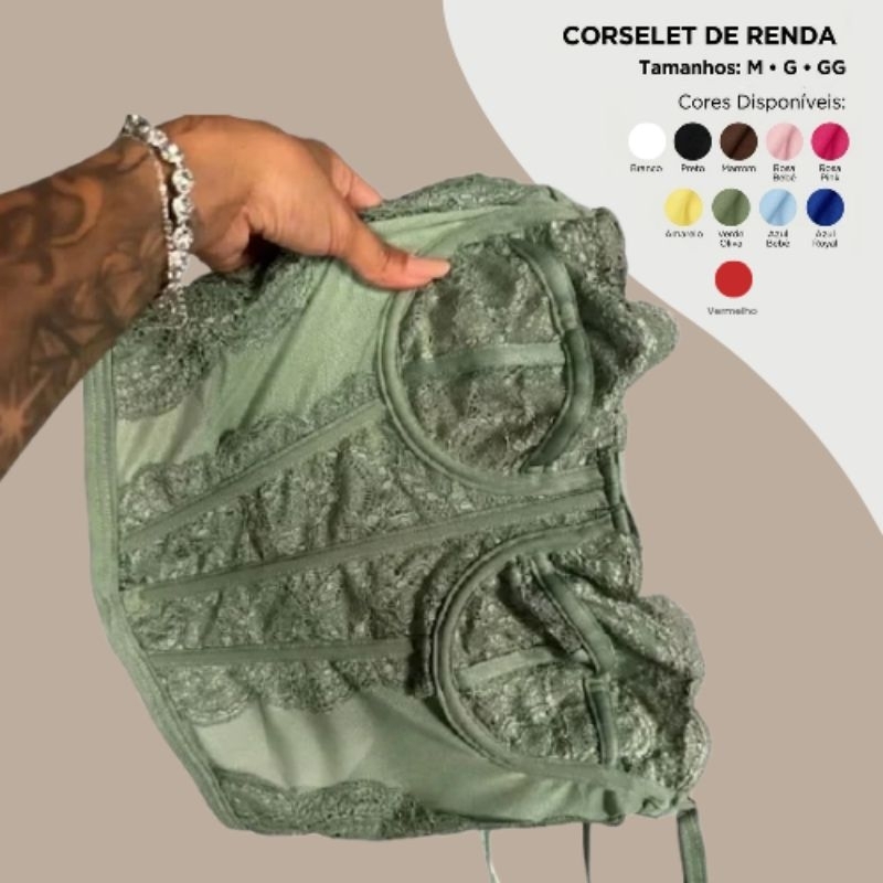 Corselet Cropped Renda Alça Regulável Blusa Tendência Amarração nas Costas