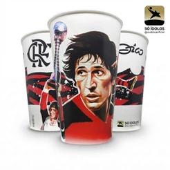 Copo Flamengo Zico Caricatura Branco Arthur Antunes Coimbra Oficial Licenciado 550ml Só Ídolos