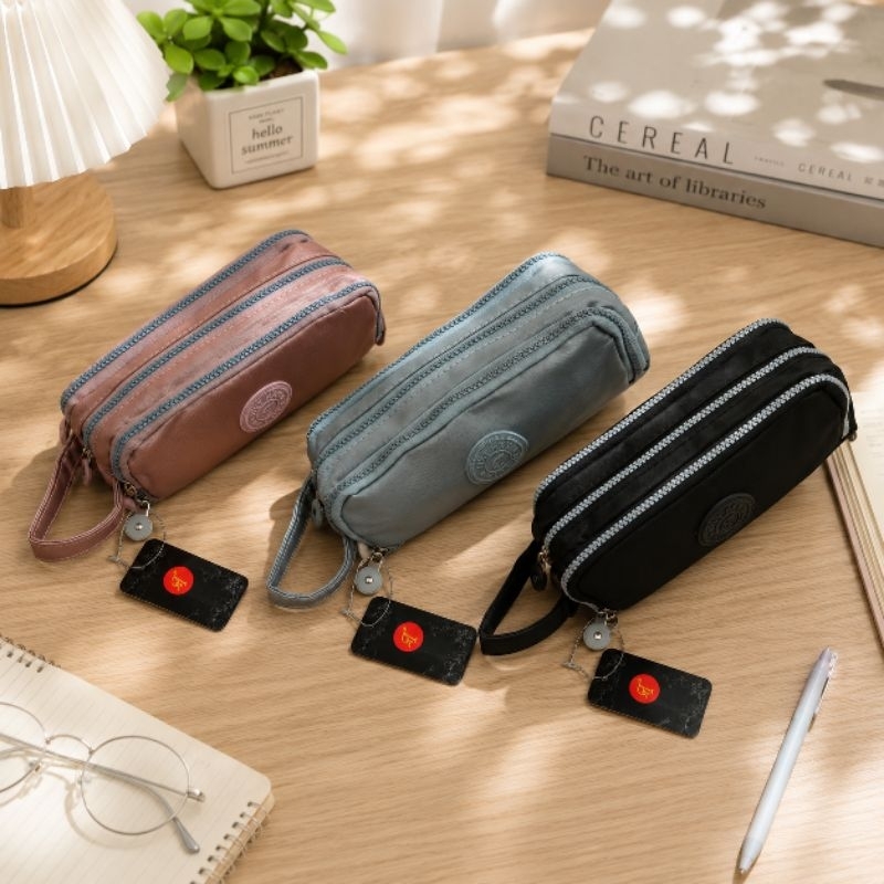 Estojo Unissex Nylon 3 Divisores com Alça para Escolar, Maquiagem 7806