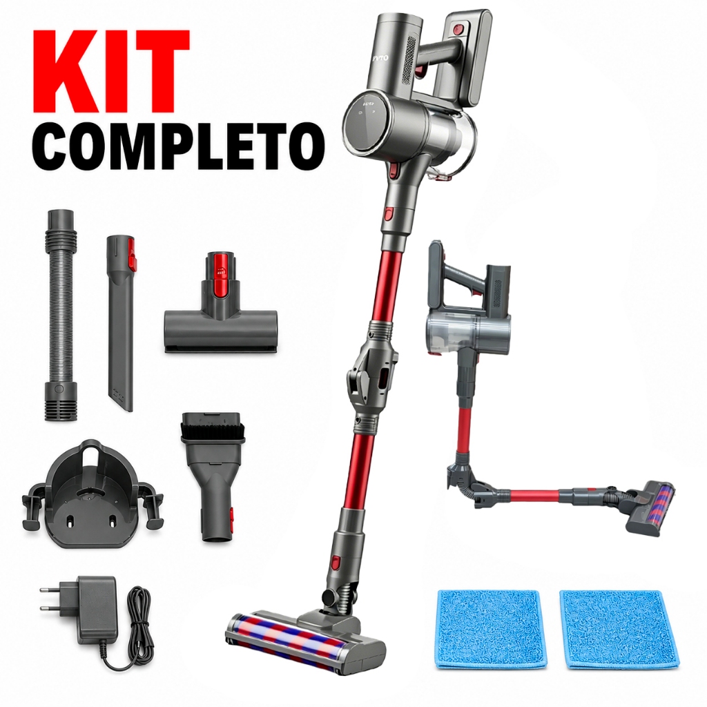 Aspirador de Pó Vertical Dobrável Sem Fio Premium 110v e 220V Portátil