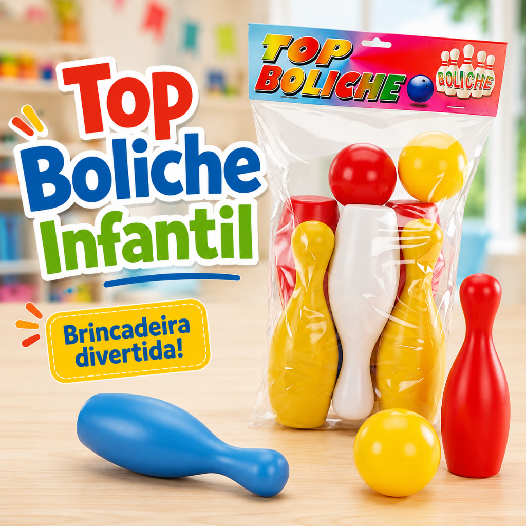 Jogo Boliche Infantil 6 Pinos com 2 Bolas Brinquedo Educativo Criança