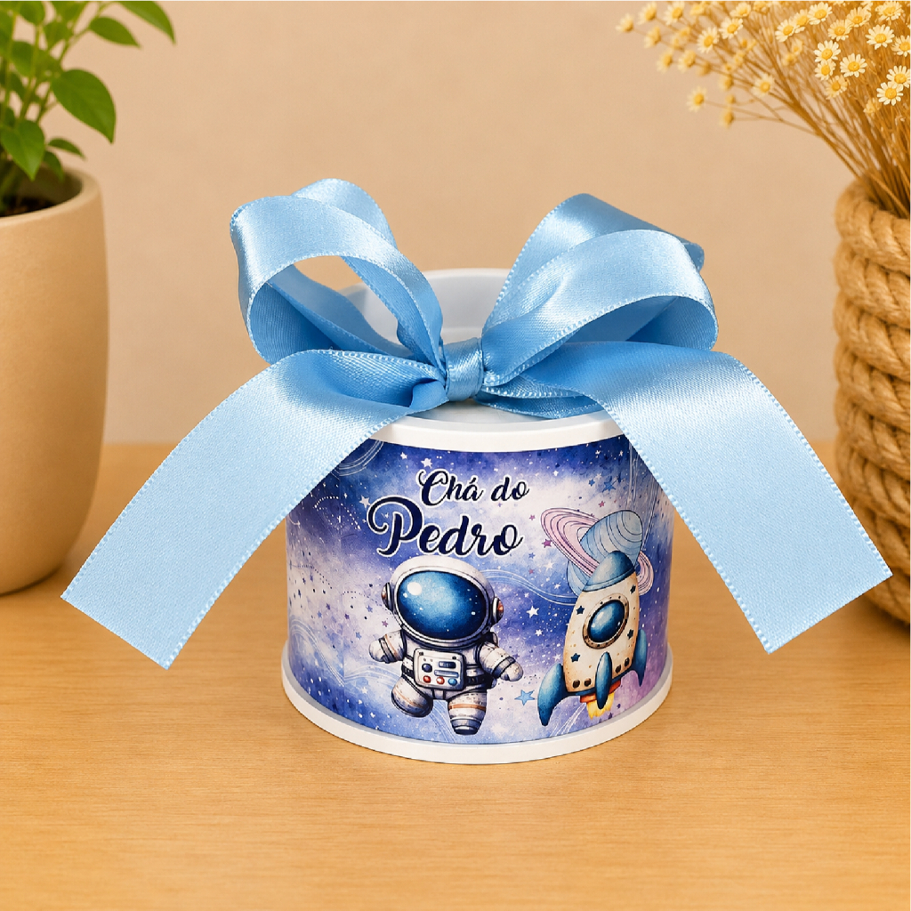 Kit Mini Tubolata Tema Astronauta personalizadas I Lembrancinha | aniversário | 5x6 Tampa de Plástico branca