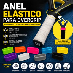 Anel Abraçadeira Elástica Custom Ring para Raquete de Tênis, Beach Tennis, Badminton e Pickleball | Fixador de Overgrip
