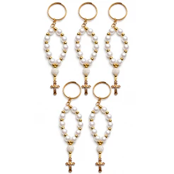 Mini Terços chaveiro Dezena Pérola – Kit Lembrancinhas para Batizado, Comunhão e Casamento