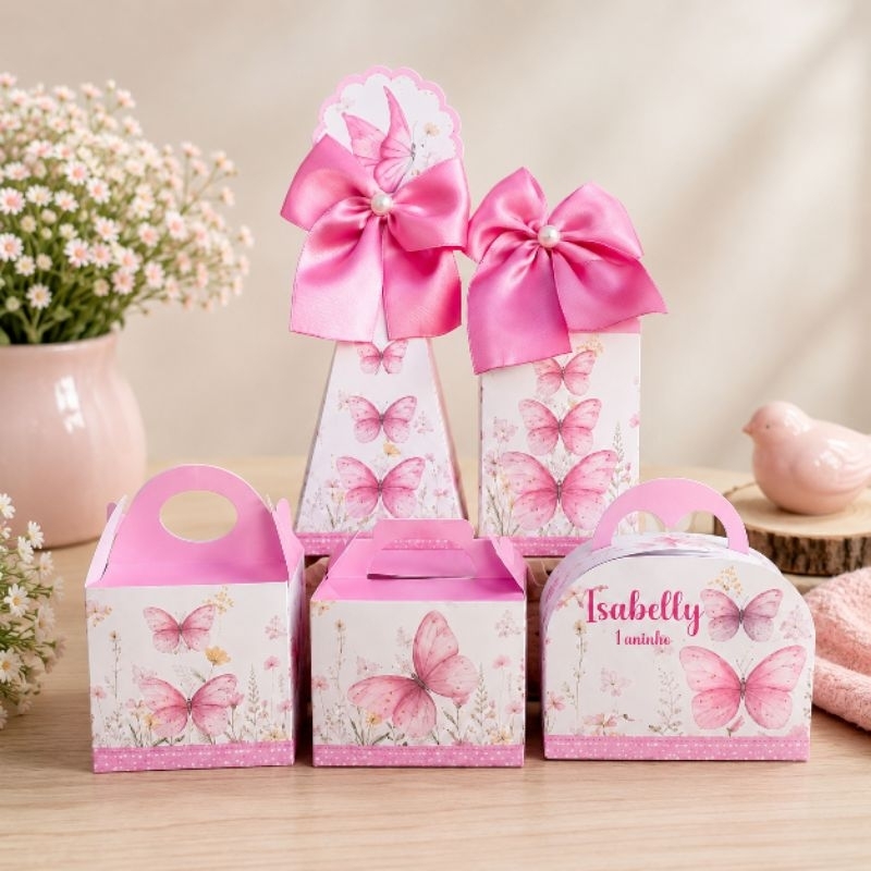 PEGUE E MONTE - Kit Festa Personalizada Jardim das Borboletas Menina Borboleta  Lembrancinhas Caixinhas para festa