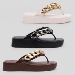 Tamanco Feminino Petite Jolie Moderno Tira Corrente Lançamento Estilo Fashion