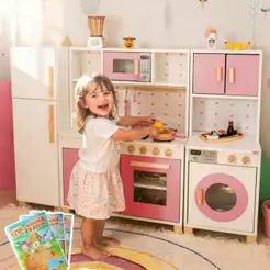 Cozinha Infantil com Geladeira e Máquina de Lavar Kit Livro Educativo