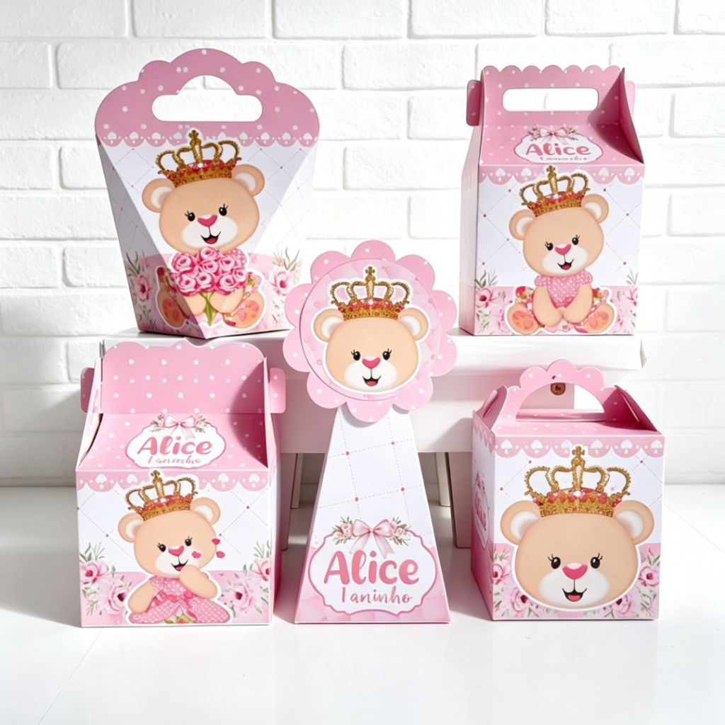 URSINHA PRINCESA KIT Pegue e Monte Lembrancinha De Festa Lembrancinha Personalizada Festa Infantil