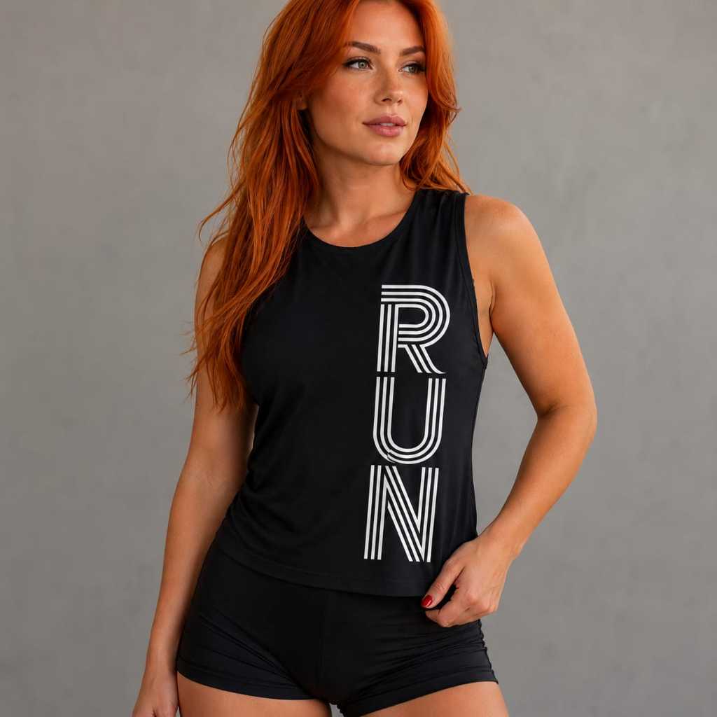 Regata Feminina RUN Viscolycra Academia Fitness Treino Corrida Musculação M G